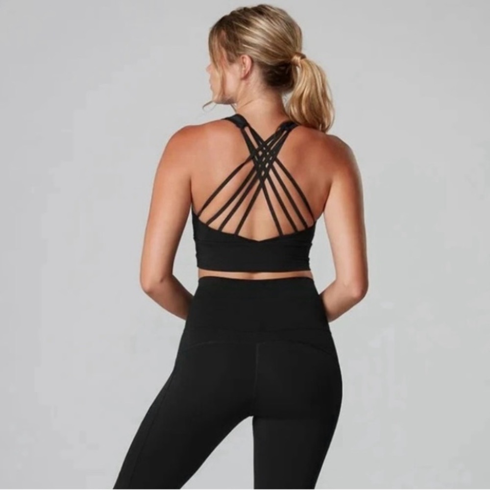 Tavi Noir Women's Black Mesh Sports Bra with Strappy back - Picture 2 of 9
